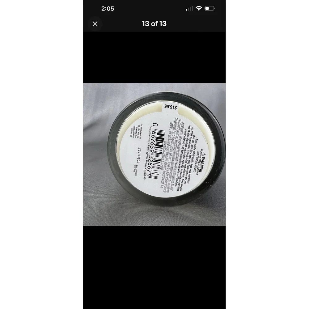 Bath & Body Works Ocean Mens Collection 8oz Soy Wax Blend Single Wick Candle